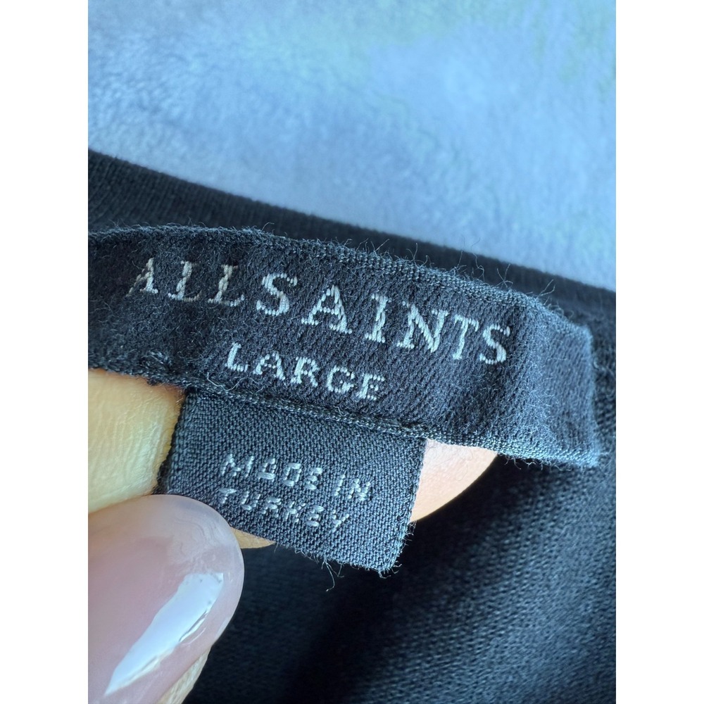 AllSaints Wilma Darc LS Tee L Black Long Sleeve Twist Front Oversized Minimalist - Picture 10 of 14